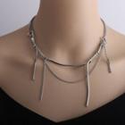 Layered Fringed Alloy Choker Silver - One Size