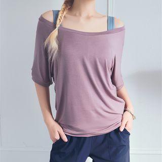 One-shoulder Short-sleeve Sports T-shirt