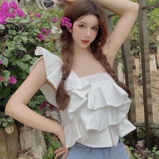 Ruffle Trim One-shoulder Camisole Top