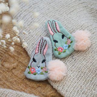 Rabbit Embroidered Fabric Brooch