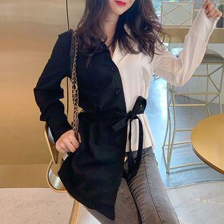 Two-tone Asymmetrical Shirt