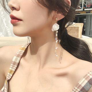 Faux Pearl Shell Petal Fringed Earring 1 Pair - As Shown In Figure - One Size