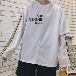Lettering Mesh Panel T-shirt