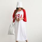 Raglan-sleeve Usa Printed Midi T-shirt Dress