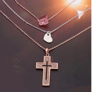 Swarovski Elements Crystal Cross Layered Necklace