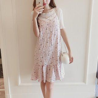 Set: Top + Floral Jumper Dress