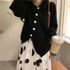 Buttoned Jacket / Dotted Midi Skirt