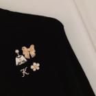 Set Of 4: Faux Pearl Butterfly / Flower Brooch (assorted Designs)