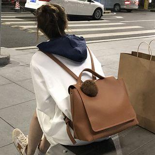 Set: Faux Leather Backpack + Pouch