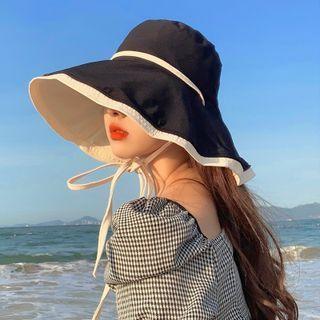 Color-block Lace-up Bucket Hat