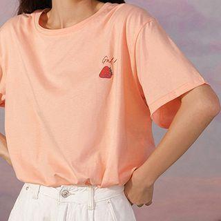 Strawberry Print Oversize Short-sleeve Tee