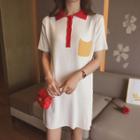 Colour Block Short-sleeve Polo Dress