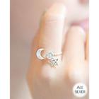 Crescent & Star Silver Open Ring