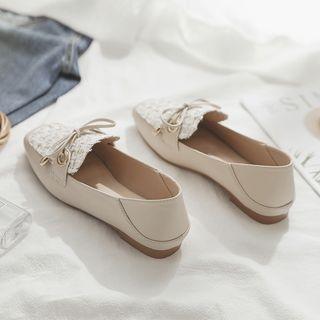 Tweed Paneled Ribbon Loafers
