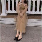 Off-shoulder Mesh Dress Dress - One Size