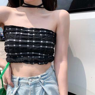 Plaid Tube Top Black - One Size