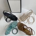 Tie-up High-heel Net Sandals