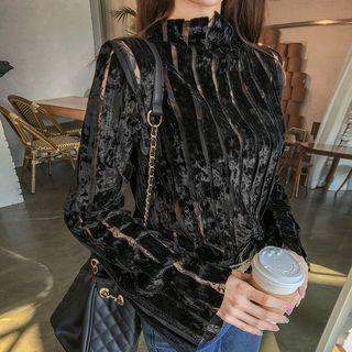Velvet Piped Lace Blouse