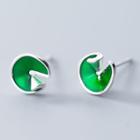 925 Sterling Silver Stud Earring Green - One Size