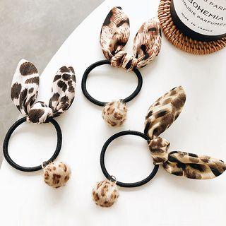 Leopard Print Bow Bobble Hair Tie