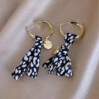 Leopard Print Bow Hoop Earring 1 Pair - Gold & Black - One Size