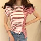 Short-sleeve Striped Paneled T-shirt