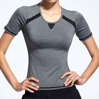 Color Panel Sports Short Sleeve T-shirt