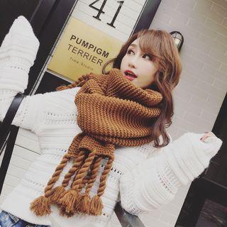 Chunky Knit Fringed Scarf