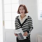 Contrast-panel Stripe Knit Top Black - One Size