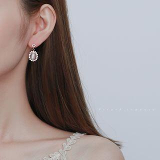 Cat Eye Stone Rhinestone Dangle Earring