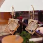 Square Rhinestone Alloy Dangle Earring 1 Pair - E0327 - Gold - One Size