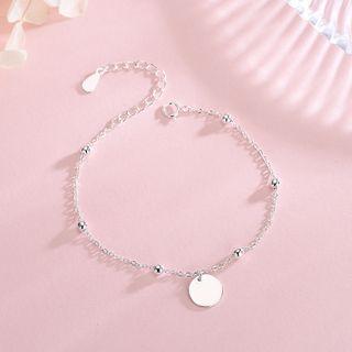 925 Sterling Silver Disc Bracelet Brs092 - One Size