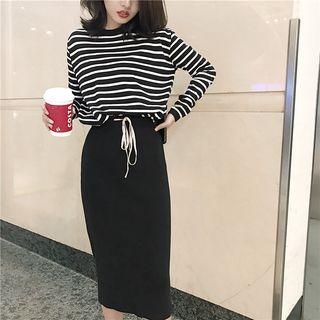 Striped Sweater / Midi Skirt