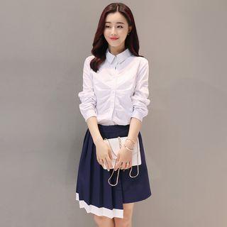 Set: Plain Shirt + Pleated Skirt