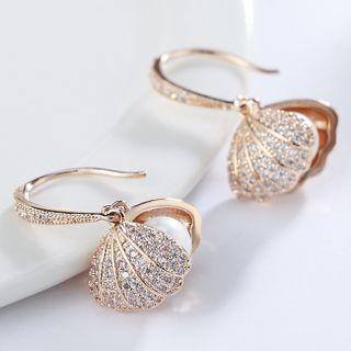 Faux Pearl Rhinestone Shell Drop Earring / Necklace / Set