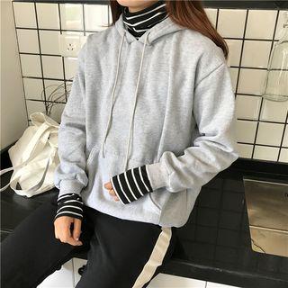 Mock Two-piece Fleece-lining Hoodie