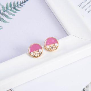 Faux Pearl Glaze Earring 1 Pair - S925 - Silver Needle - As Shown In Figure - One Size