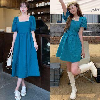 Short-sleeve Plain A-line Dress (various Designs)