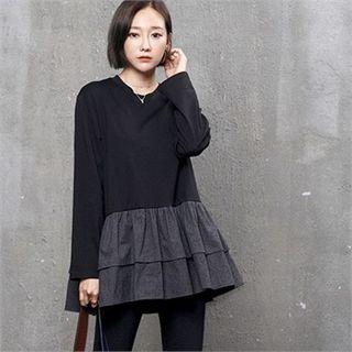 Crewneck Ruffle-hem Top