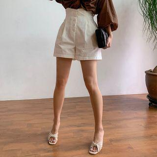 High Band-waist Button-fly Shorts