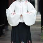 Embroidered Bell-sleeve Top / Maxi A-line Skirt