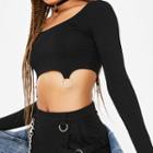 Long-sleeve Hoop Accent Cropped T-shirt