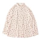 Long-sleeve Leaf Print Chiffon Shirt