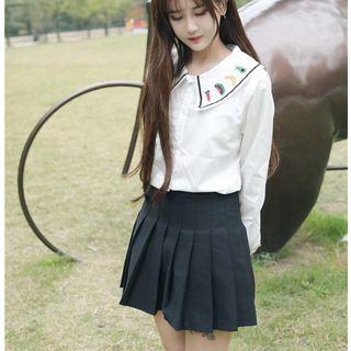 Fruit Embroidered Blouse White - One Size