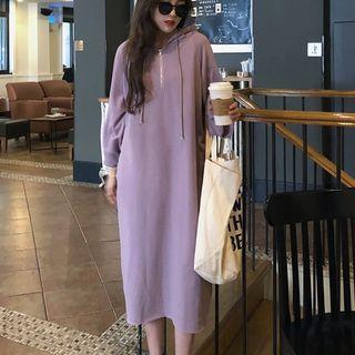Half-zip Long-sleeve Midi Hoodie Dress