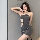 Diagonal Shoulder Dress Gray - One Size