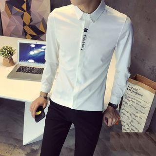 Long-sleeved Open-front Slim Shirt