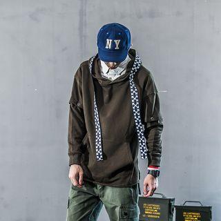 Long-sleeve Hoodie With Patterned Strap