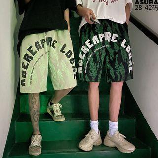 High-waist Letter Print Shorts