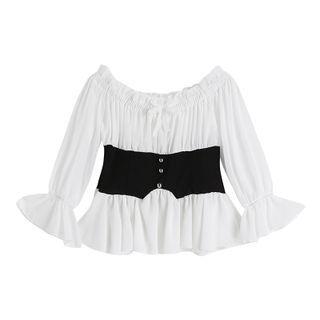 Flare-sleeve Two Tone Top